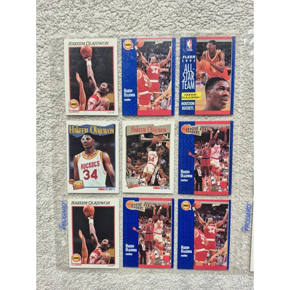 Hakeem Olajuwon Lot of 15+ Cards – 1991 Fleer All-Star, League Leaders, NBA...
